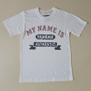 My Name is Panama Men's White Appliqué Front Crew Short Sleeve Tee